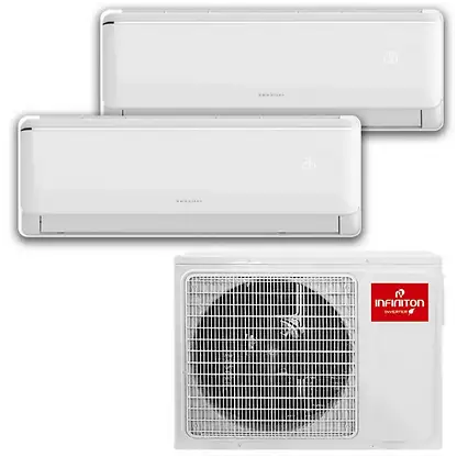 Climatiseur split 2x1 - INFINITON MULTI-A323B, 12285 fg/h, Fonction Inverter, Blanc
