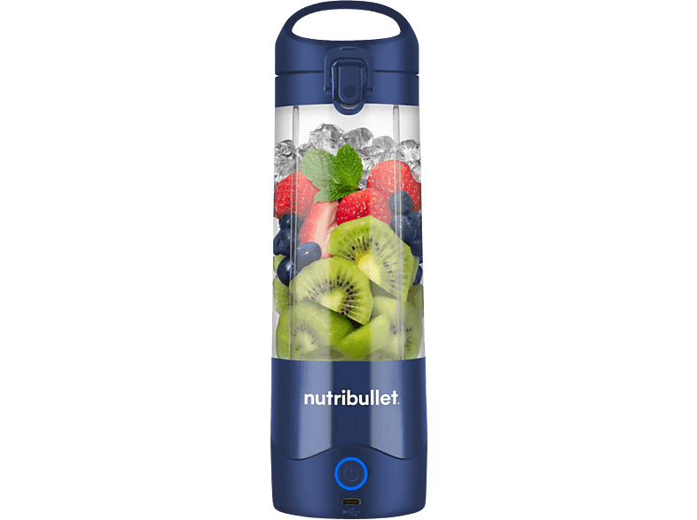 Blender - nutribullet Portable, Personal, Vaso portátil 0.475 l, Asa transportable, Carga USB-C, 2000 mAh, 15 ciclos x carga, Bleu