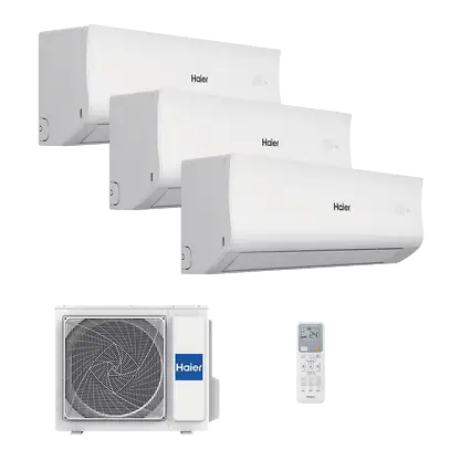 Climatiseur Split 3x1 - HAIER A/A 3X1 HAIER TIDE R 2000F+2000F +3000 Wi-Fi, 2752 fg/h, Fonction Inverter, Blanc
